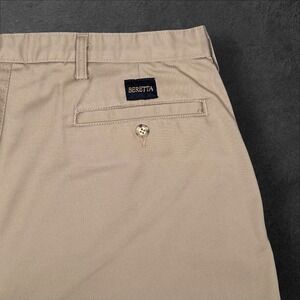 Beretta Pants 40x32 (Fits 40x31) Khaki Flat Front Straight Leg Cotton USA Vtg